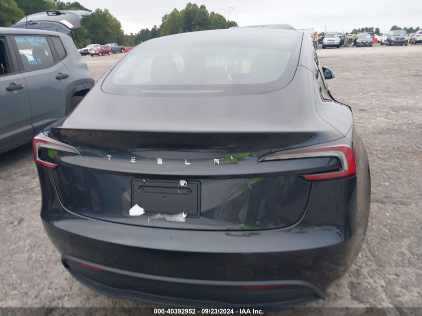 2024 Tesla Model 3 Rear-Wheel Drive VIN: 5YJ3E1EA6RF829451 Lot: 40392952