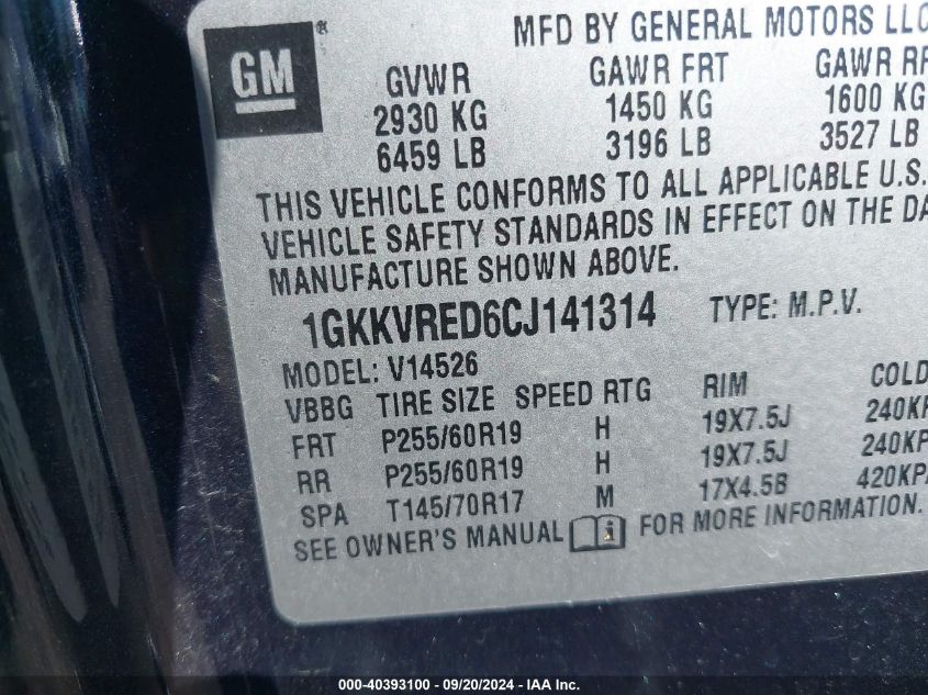 1GKKVRED6CJ141314 2012 GMC Acadia Slt-1