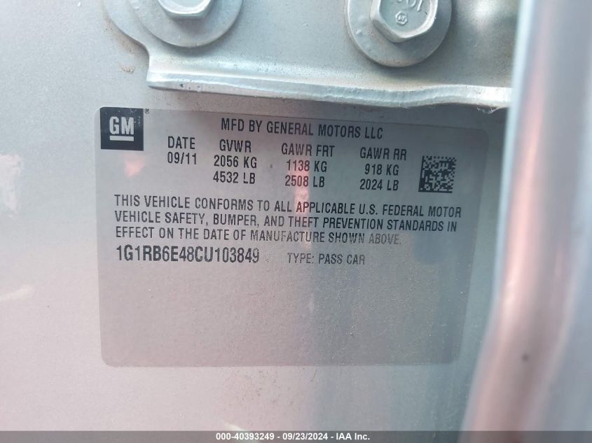 1G1RB6E48CU103849 2012 Chevrolet Volt