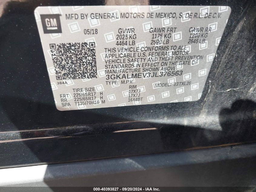 3GKALMEV3JL376563 2018 GMC Terrain Sle