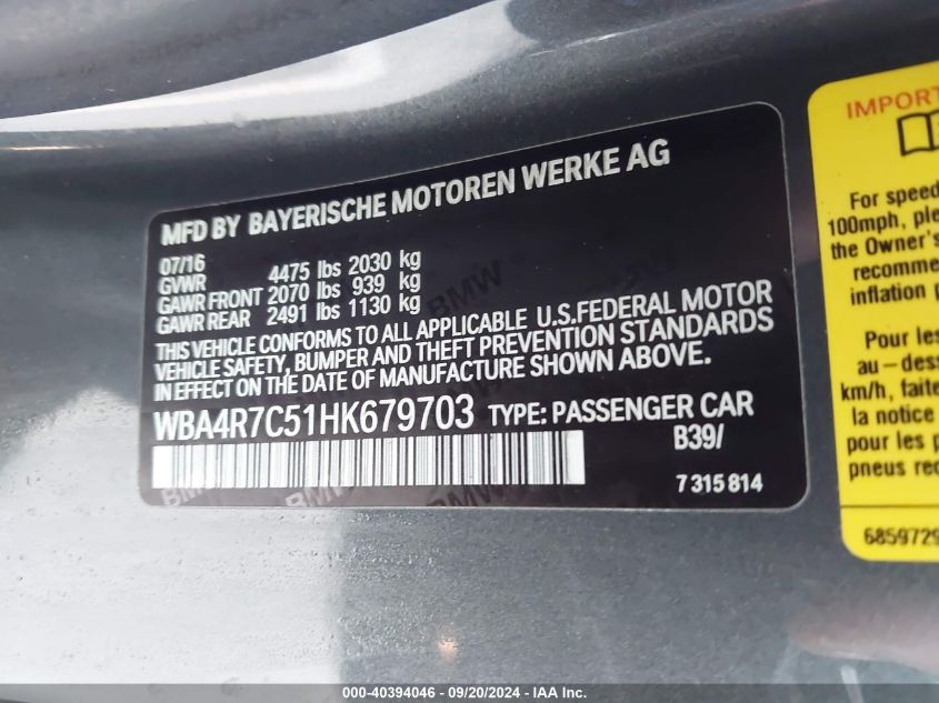 WBA4R7C51HK679703 2017 BMW 430I