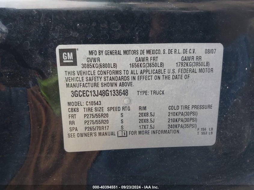 3GCEC13J48G133648 2008 Chevrolet Silverado 1500 Lt1