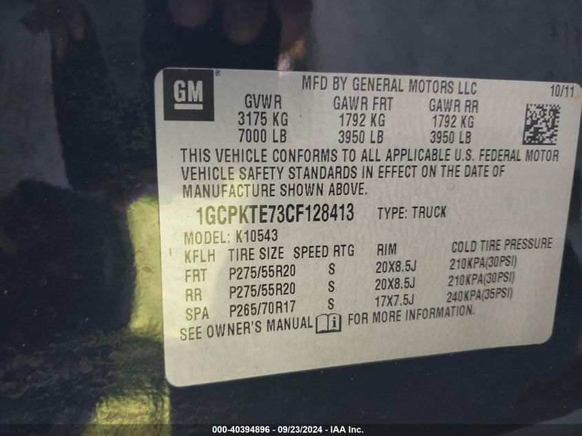 1GCPKTE73CF128413 2012 Chevrolet Silverado 1500 Ltz