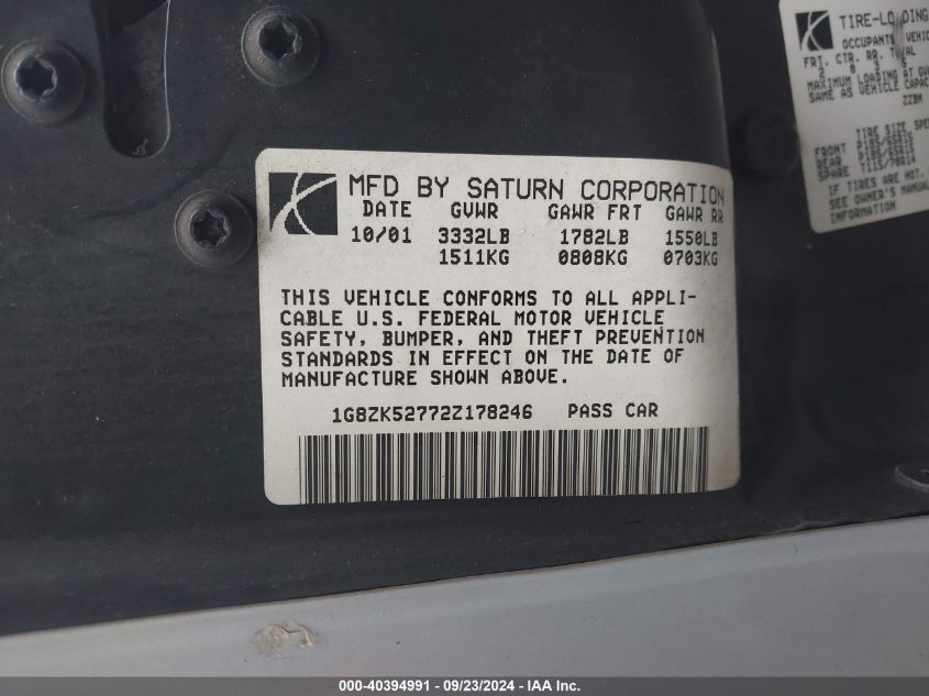 1G8ZK52772Z178246 2002 Saturn S-Series Sl2