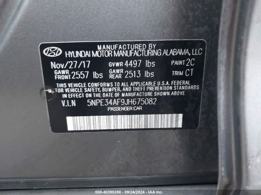 5NPE34AF9JH675082 2018 Hyundai Sonata Sport