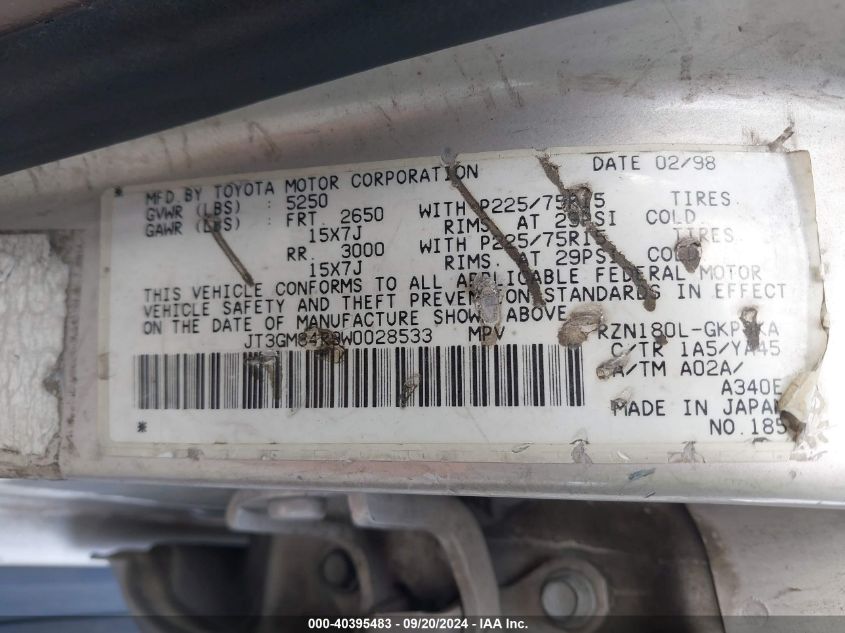 JT3GM84R9W0028533 1998 Toyota 4Runner