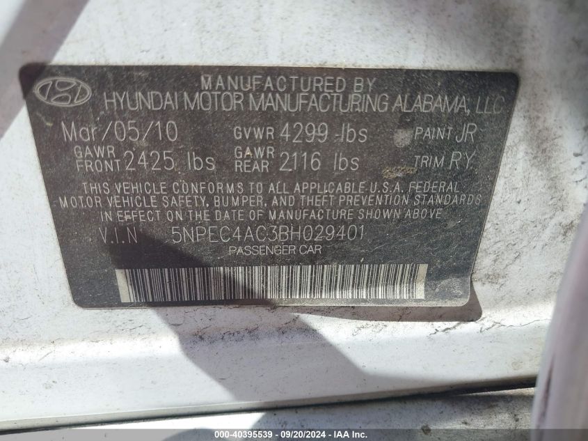 5NPEC4AC3BH029401 2011 Hyundai Sonata Limited