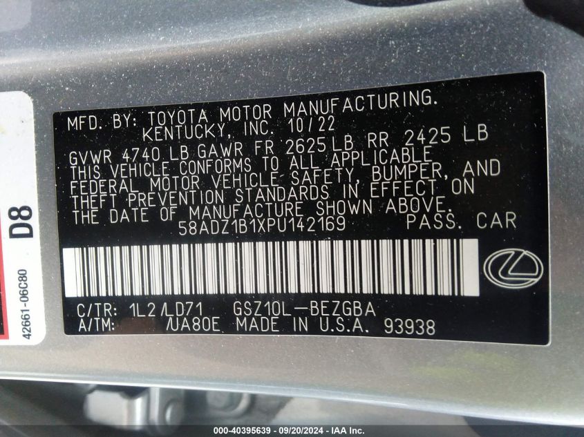 58ADZ1B1XPU142169 2023 Lexus Es 350