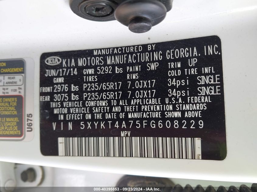 2015 KIA SORENTO LX V6 - 5XYKT4A75FG608229