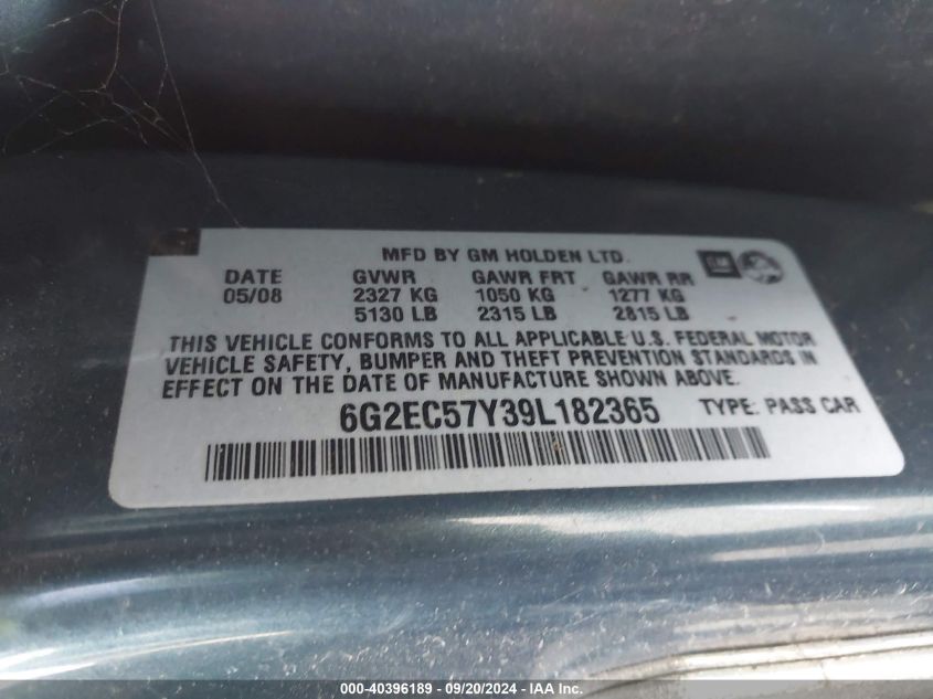 6G2EC57Y39L182365 2009 Pontiac G8 Gt