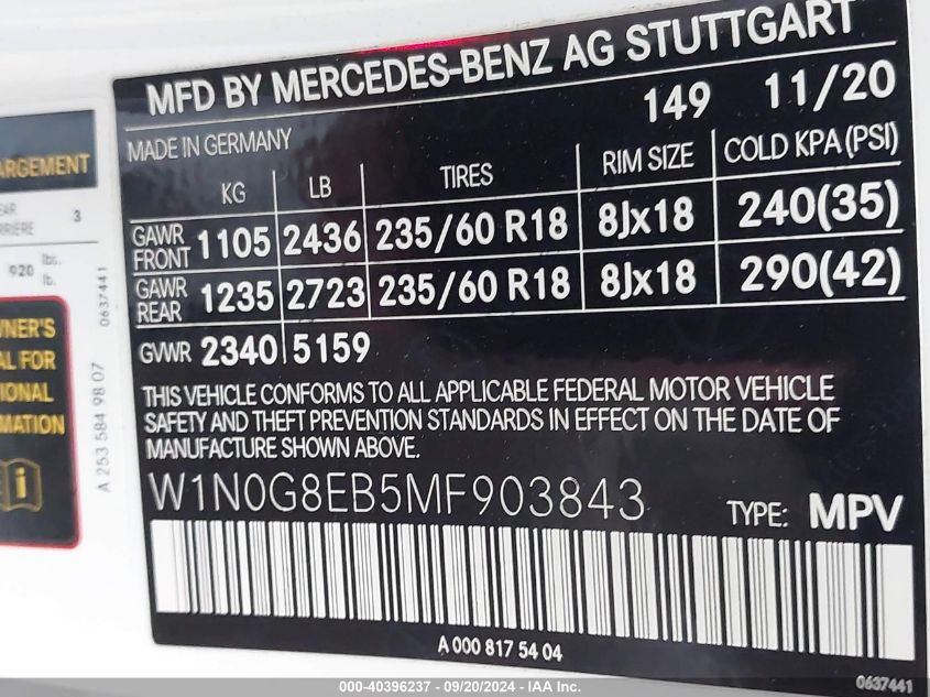 W1N0G8EB5MF903843 2021 Mercedes-Benz Glc 300 4Matic Suv