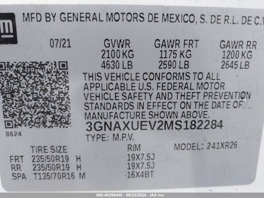 2021 CHEVROLET EQUINOX AWD LT - 3GNAXUEV2MS182284