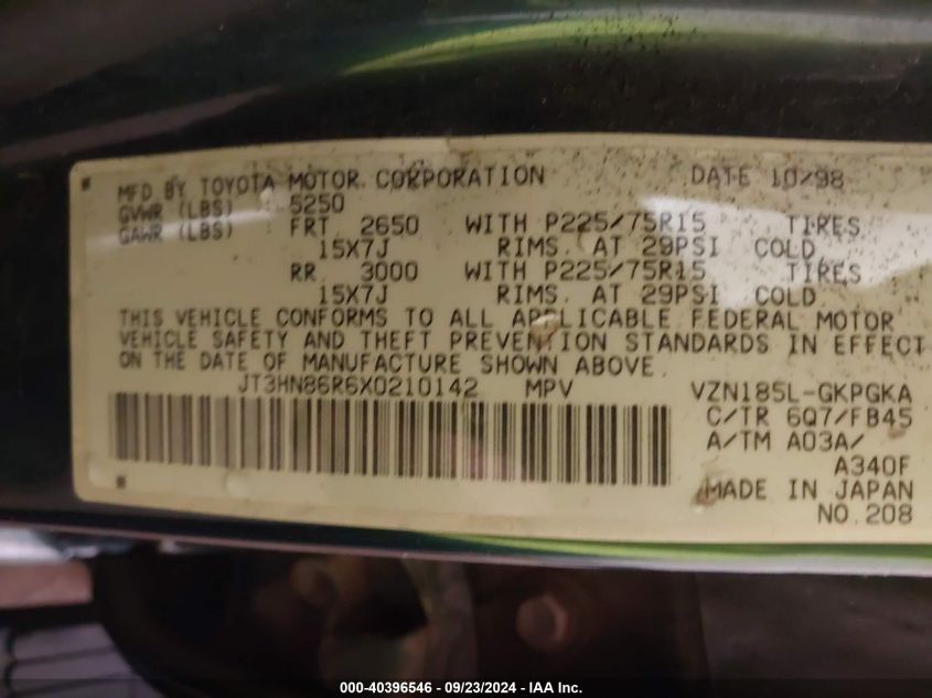 JT3HN86R6X0210142 1999 Toyota 4Runner Sr5 V6