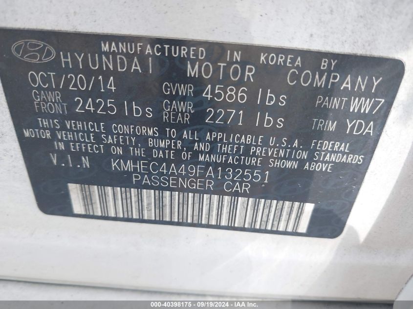 KMHEC4A49FA132551 2015 Hyundai Sonata Hybrid Limited