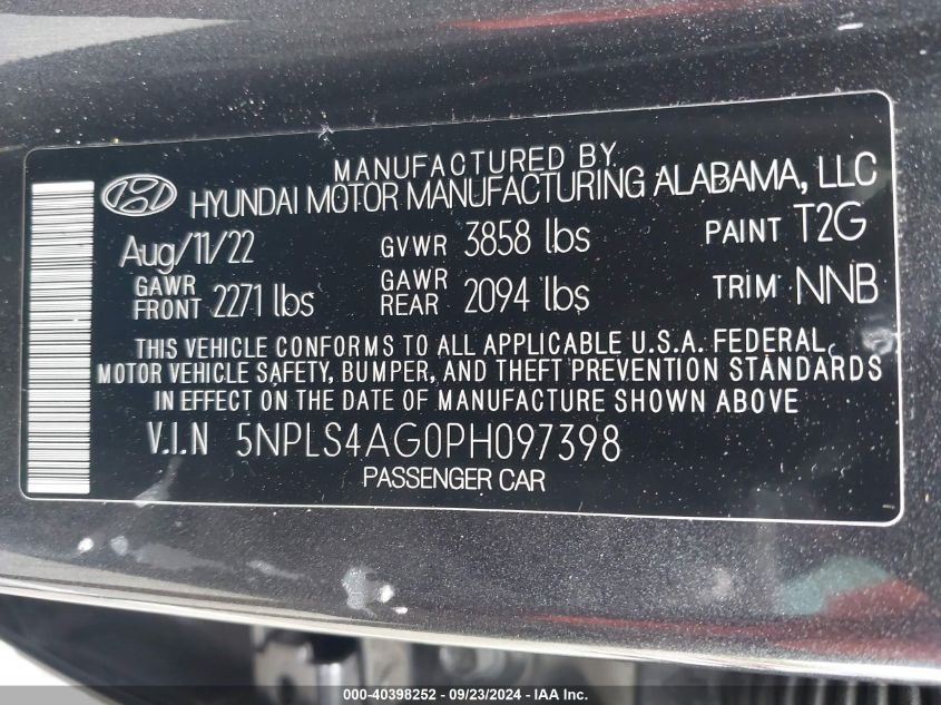 2023 HYUNDAI ELANTRA SEL - 5NPLS4AG0PH097398