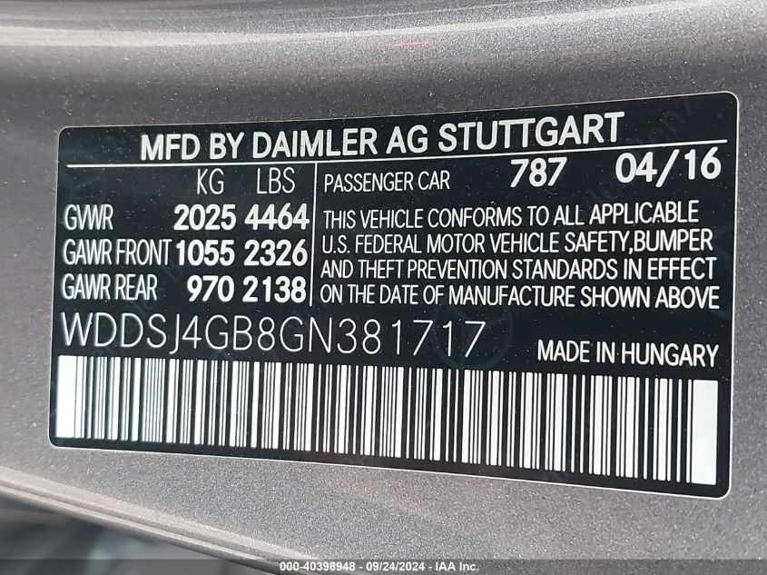 WDDSJ4GB8GN381717 2016 Mercedes-Benz Cla 250 4Matic