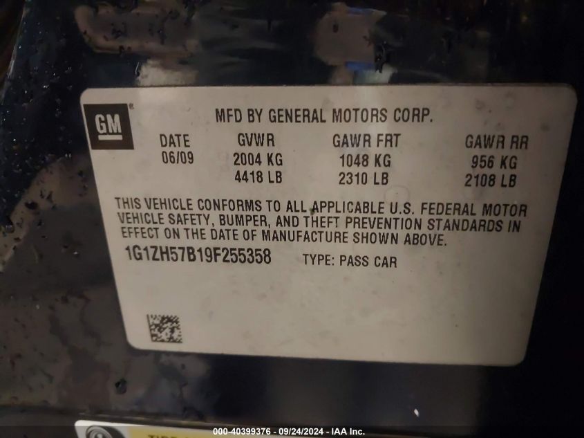 1G1ZH57B19F255358 2009 Chevrolet Malibu 1Lt