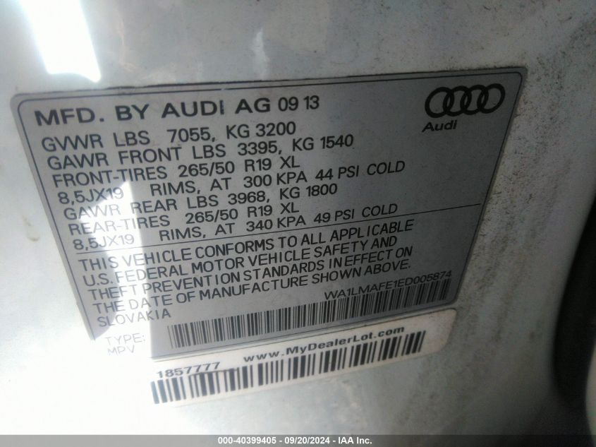 WA1LMAFE1ED005874 2014 Audi Q7 3.0 Tdi Premium