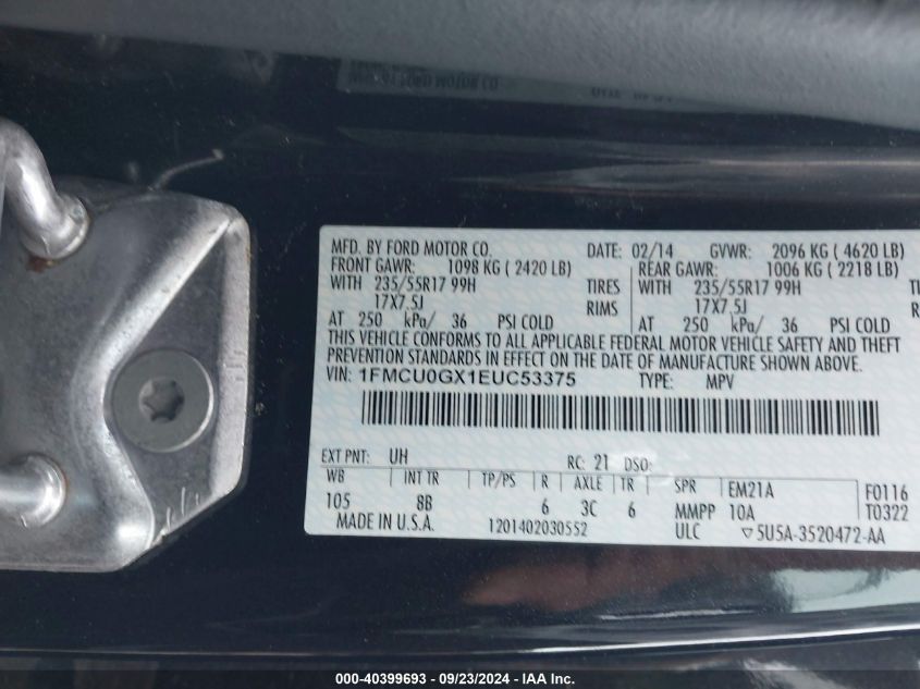 2014 FORD ESCAPE SE - 1FMCU0GX1EUC53375