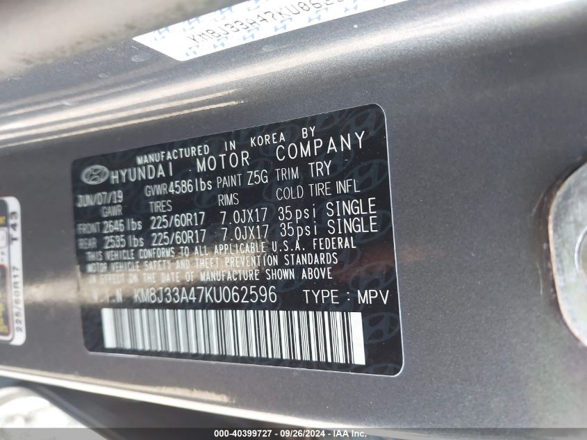 KM8J33A47KU062596 2019 Hyundai Tucson Value