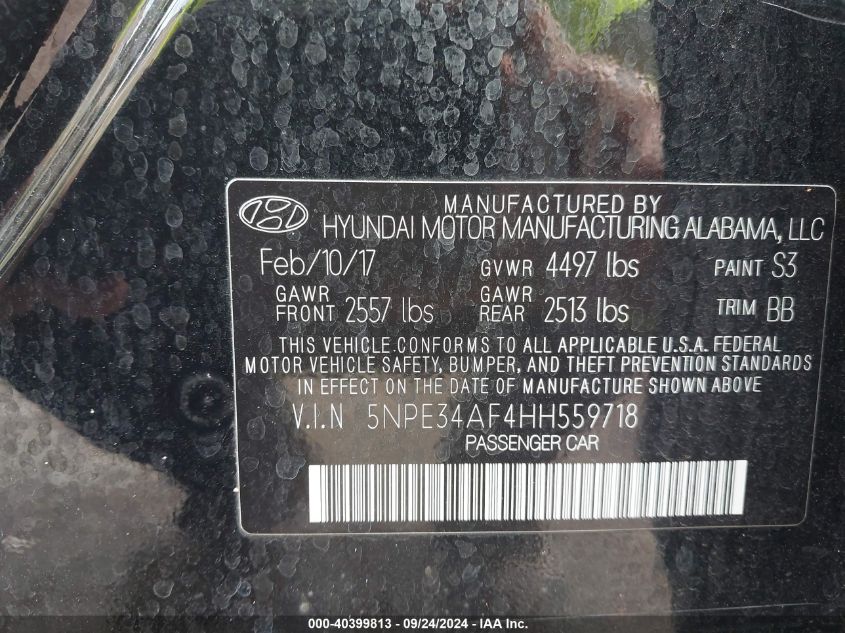 5NPE34AF4HH559718 2017 Hyundai Sonata Sport