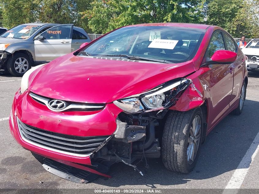 VIN KMHDH4AE2EU118705 2014 Hyundai Elantra, SE no.2