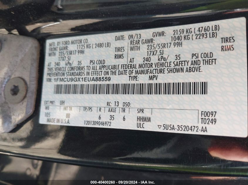 1FMCU9GX1EUA88559 2014 Ford Escape Se