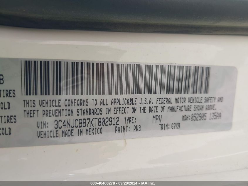 VIN 3C4NJCBB7KT802912 2019 Jeep Compass, Latitude Fwd no.9