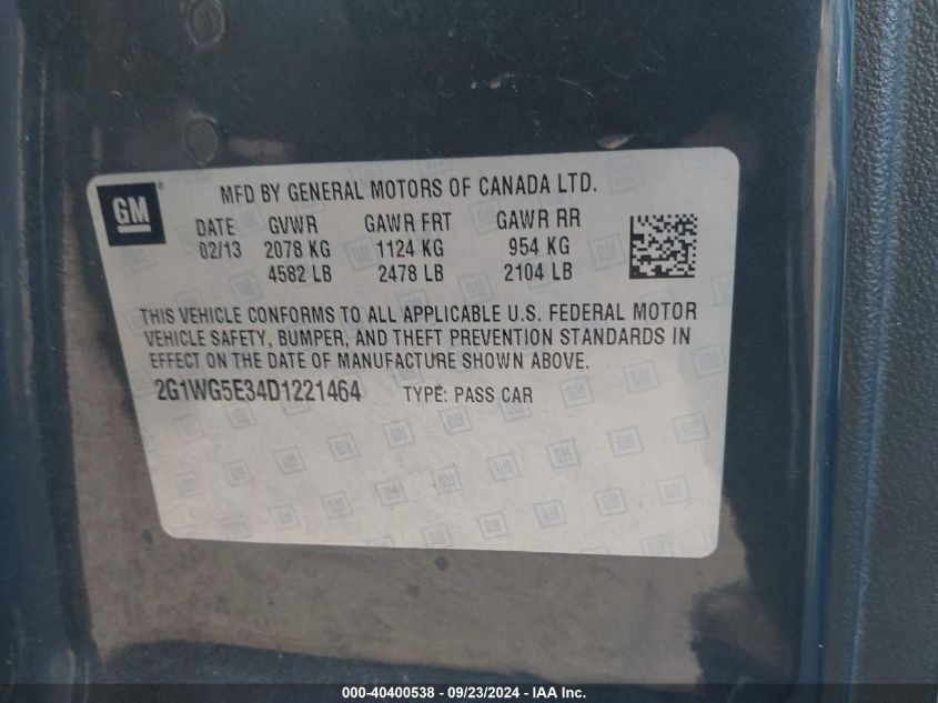 2G1WG5E34D1221464 2013 Chevrolet Impala Lt
