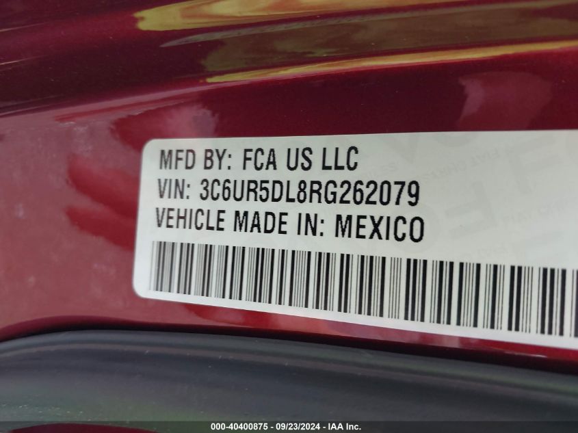 2024 Ram 2500 Big Horn VIN: 3C6UR5DL8RG262079 Lot: 40400875