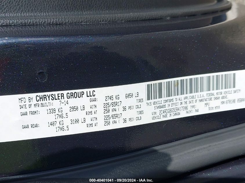 2C4RDGBG5ER417206 2014 Dodge Grand Caravan Se 30Th Anniversary