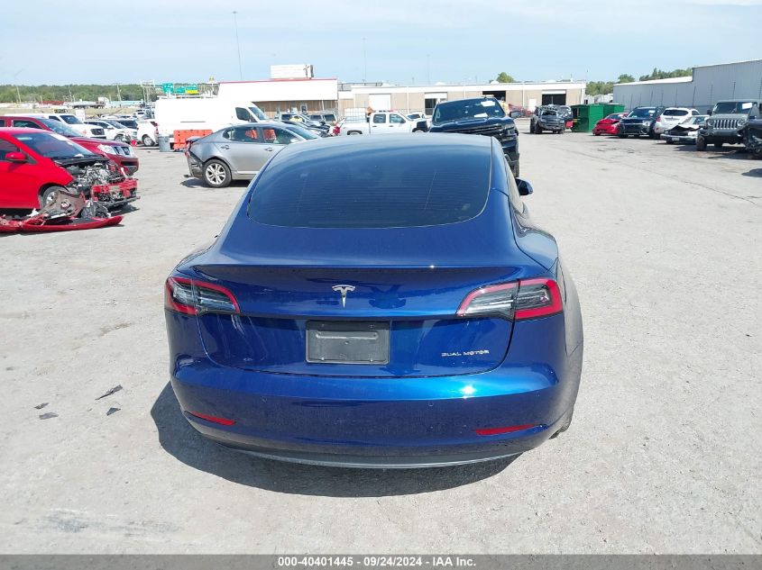 2022 Tesla Model 3 Long Range Dual Motor All-Wheel Drive VIN: 5YJ3E1EB1NF170391 Lot: 40401445