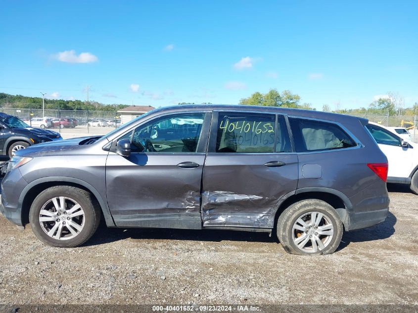 2016 Honda Pilot Lx VIN: 5FNYF6H14GB045729 Lot: 40401652