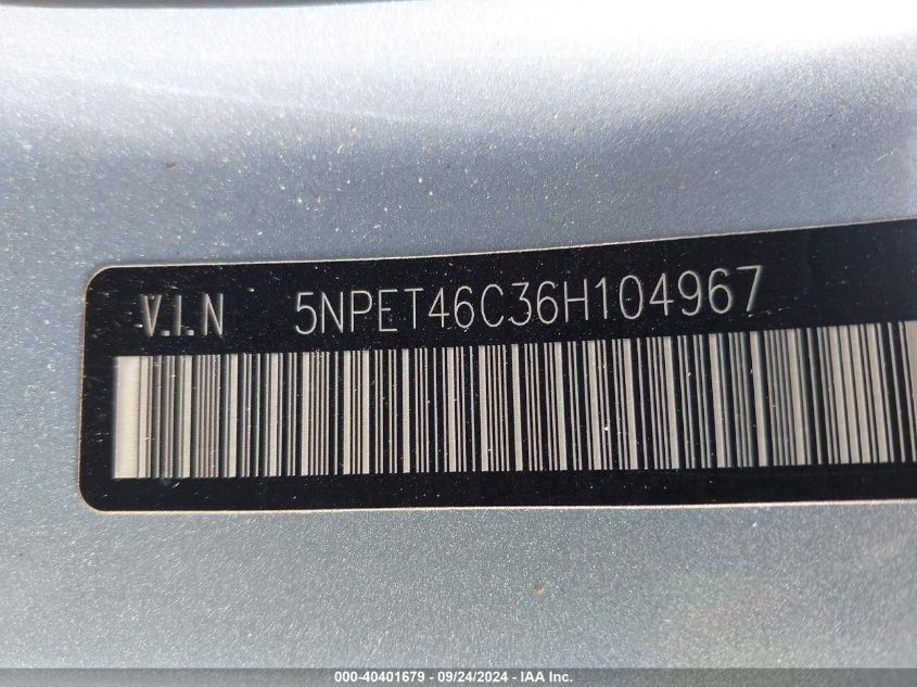 5NPET46C36H104967 2006 Hyundai Sonata Gl