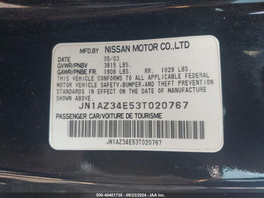 JN1AZ34E53T020767 2003 Nissan 350Z Touring