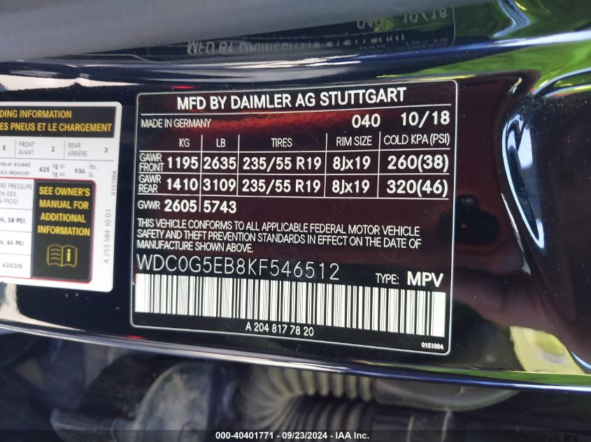 2019 MERCEDES-BENZ GLC 350E 4MATIC - WDC0G5EB8KF546512