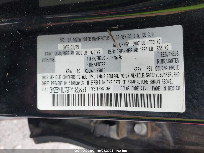 3MZBM1L79FM182859 2015 Mazda Mazda3 I Touring