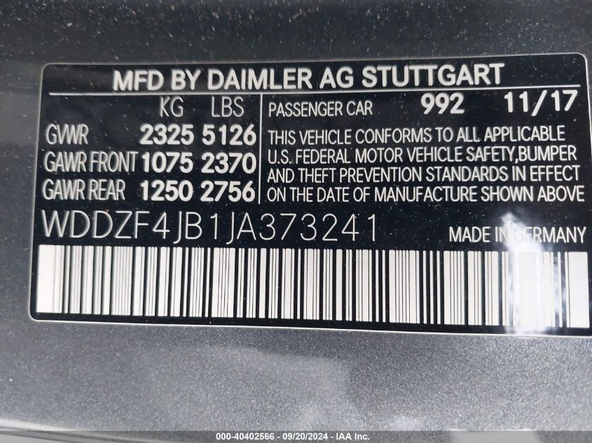 WDDZF4JB1JA373241 2018 Mercedes-Benz E 300