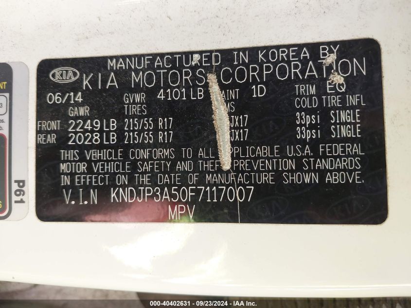 KNDJP3A50F7117007 2015 Kia Soul +