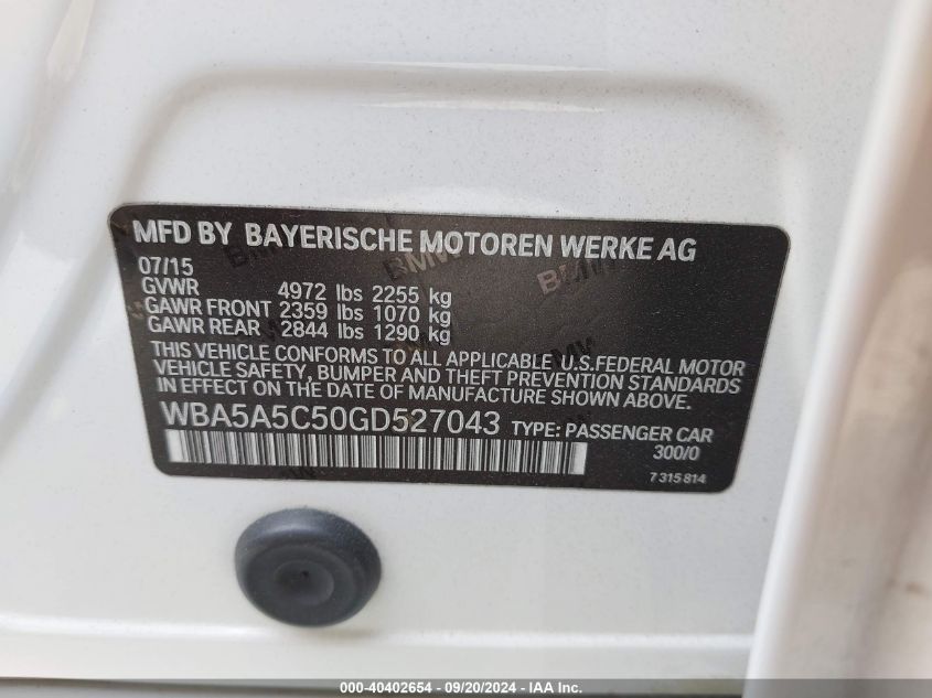 WBA5A5C50GD527043 2016 BMW 528I