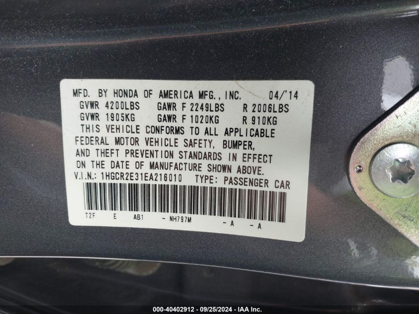 1HGCR2E31EA216010 2014 Honda Accord Lx