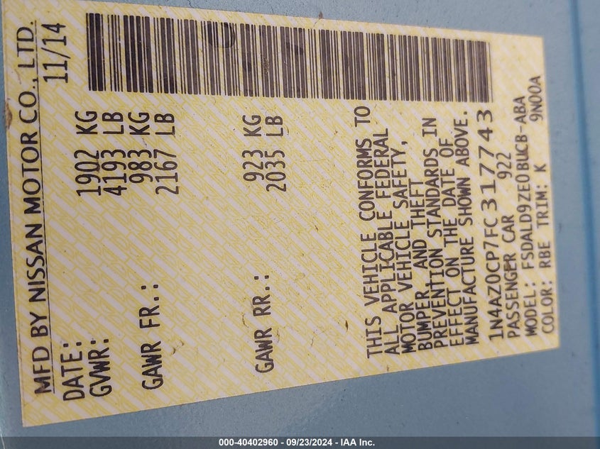 2015 NISSAN LEAF SV - 1N4AZ0CP7FC317743