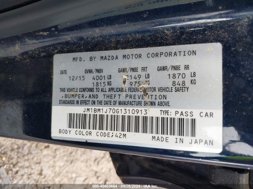 JM1BM1J70G1310913 2016 Mazda Mazda3 I Sport