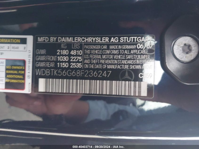 WDBTK56G68F236247 2008 Mercedes-Benz Clk 350