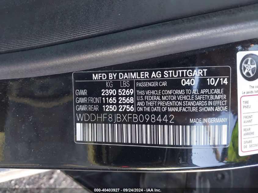 WDDHF8JBXFB098442 2015 Mercedes-Benz E 350 4Matic