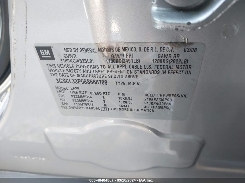 3GSCL33P98S668788 2008 Saturn Vue 4-Cyl Xe