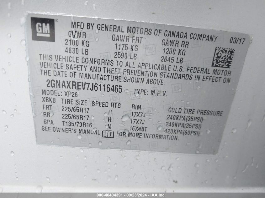 2GNAXREV7J6116465 2018 Chevrolet Equinox Ls