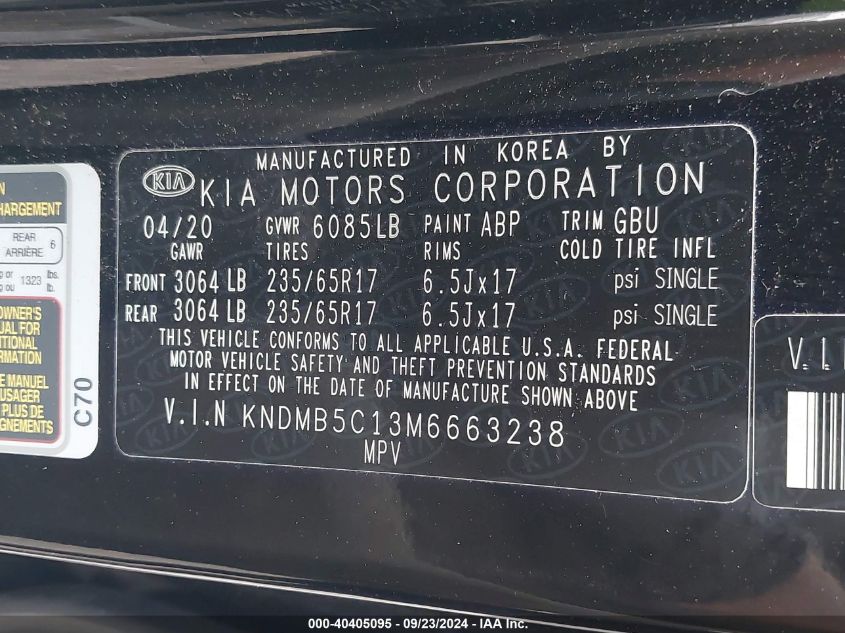 KNDMB5C13M6663238 2021 Kia Sedona Lx/Ex