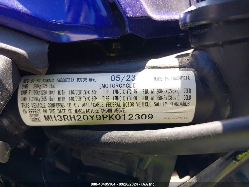 2023 Yamaha Mt-03 VIN: MH3RH20Y9PK012309 Lot: 40405164