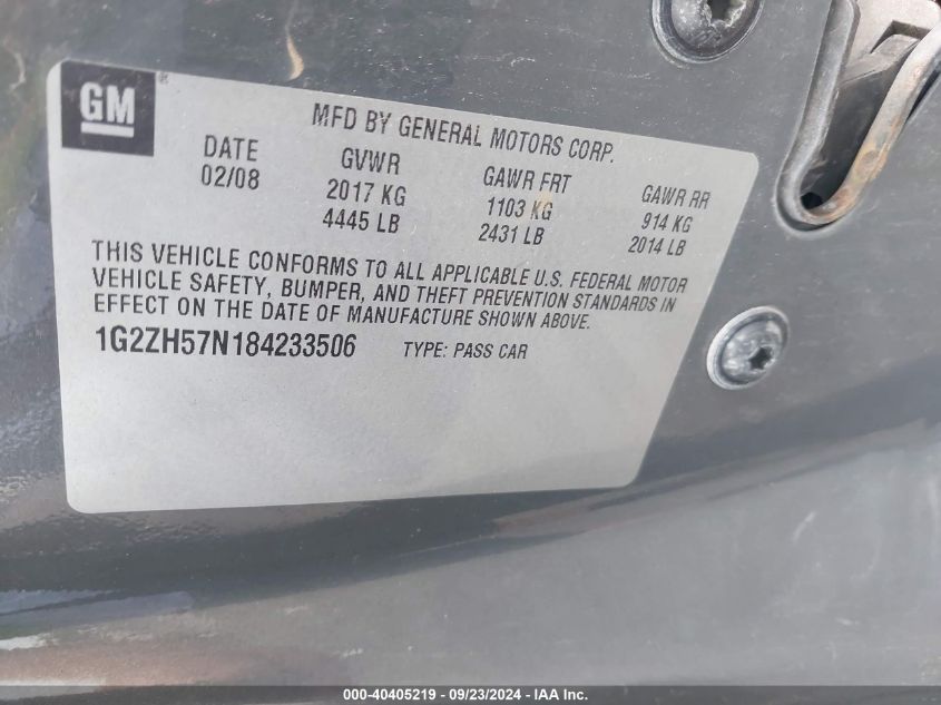 1G2ZH57N184233506 2008 Pontiac G6 Gt